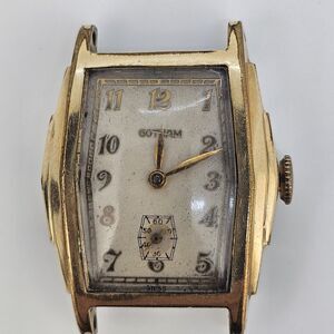 VTG Gotham Men's Mechanical Wristwatch Art Deco 28MM NOT WORKING FOR PARTS AS IS